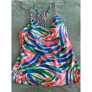 Raisins Women's Multicolor Macrame-Back Tankini Top Size M​